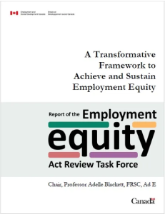 First page of the Report of the Employment equity Act Review Task Force, © Government of Canada