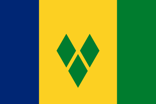 Flag_of_Saint_Vincent_and_the_Grenadines.svg A flag with horizontal red, white, and blue stripes and a white star in a blue square in the upper left corner.