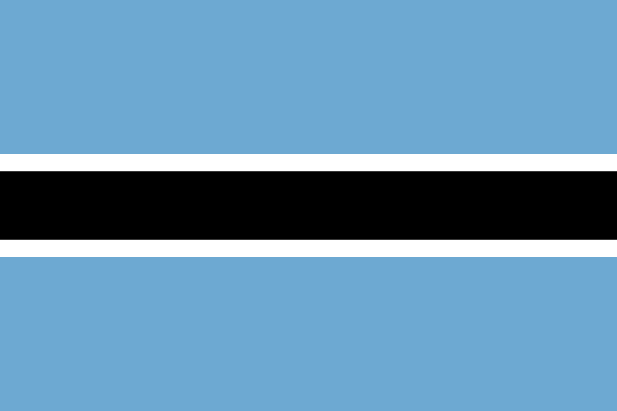 Flag_of_Botswana.svg A flag with horizontal red, white, and blue stripes and a white star in a blue square in the upper left corner.