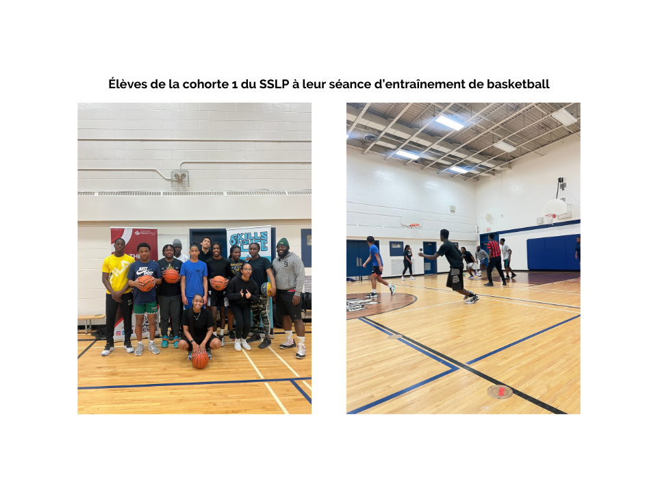 Élèves de la cohorte 1 du SSLP à leur séance d’entraînement de basketball